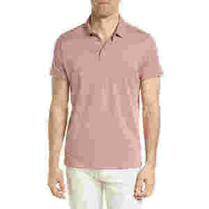 Men's <b>Pink</b> Solid Short Sleeve <b>Polo</b> <b>Shirt</b> Cotton Oxford Casual Regular Fit Breathable Plain Dyed Woven Design - Product Image 4
