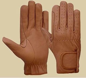 Guantes de Cuero Completos para Hombre y Mujer, Diseño de Fácil Colocación, Color Bronceado, para Montar a Caballo en Invierno - Product Image 1