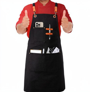 Salon Apron for Men <b>Women</b>-Heavy-Duty Cotton Canvas Work Apron with Spacious Pockets Water-Resistant & Adjustable Waist - Product Image 1