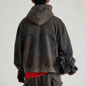 Nouveaux sweats à capuche pour hommes, design tendance, couleur unie, basiques, en coton mélangé, broderie effet vieilli, dernier design. - Product Image 4