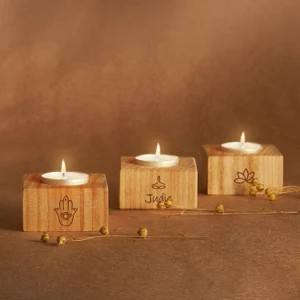 Portavelas de Madera Hechos a Mano, Juego de Portavelas para Velas de Té, Ideales para Yoga y Decoración del Hogar Personalizada - Product Image 2