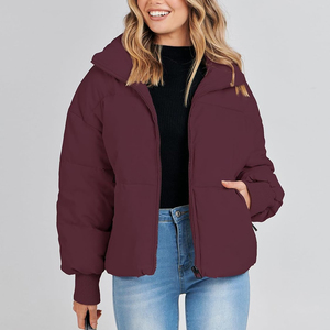 Chaqueta Acolchada para Mujer, con Capucha, para Invierno, Manga Larga, Color Sólido, Relleno de Poliéster, Cierre de Cremallera, Largo Regular - Product Image 5