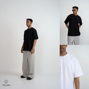 เสื้อยืดแขนสั้น Thumb Premium 300 GSM หนักพิเศษ ไซส์ใหญ่ ผ้าฝ้าย 100% ถักสองชั้น ป้องกันขนร่วง ระบายอากาศได้ดี สไตล์สตรีทแวร์ - Product Image 1