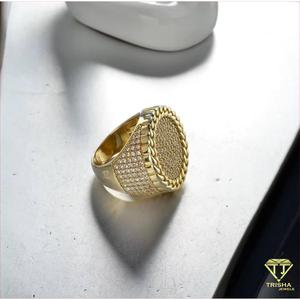 Anillo redondo para hombre de plata 925 con diamante cultivado en laboratorio y borde texturizado tipo cuerda para revendedores mayoristas. - Product Image 5
