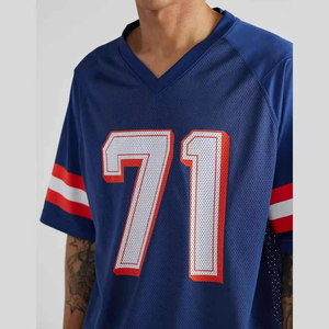 เสื้อยืดคอกว้างทรงวีสำหรับเสื้ออเมริกันฟุตบอล ทรงหลวม เหมาะสำหรับโปรโมชั่นและนักกีฬา ใช้สำหรับฝึกซ้อมฟุตบอล - Product Image 5