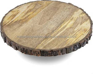 Présentoir rond en bois de 8/12 pouces, pour gâteaux et desserts, support pour centre de Table, présentoir à écorce d'arbre - Product Image 2