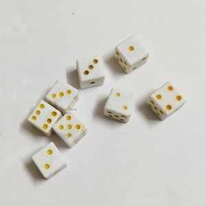 Yellow Dots Marble <b>Dice</b> Set Vibrant and Featuring Bold White and Embedded Sparkles for the Ultimate Gaming Stone Dices Bag - Product Image 1