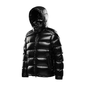 Veste matelassée à capuche noire pour homme, couleur unie, coupe-vent, rembourrage épais en duvet, fermeture éclair, vêtements d'hiver décontractés, coupe régulière - Product Image 3