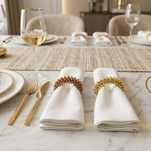 Ensemble d'anneaux de serviette en métal Ghungroo, design élastique |   Accessoires de table décoratifs pour la salle à manger, porte-serviettes de mariage, finition de qualité supérieure - Product Image 3