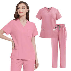 Tenue de Travail Unisexe : Ensembles d'Uniformes Médicaux Confortables en Tissu Élastique pour Infirmières – Blouse à Manches Courtes et Pantalon Droit - Product Image 3