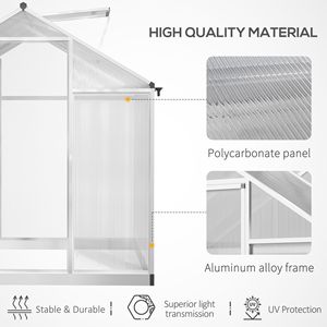 Invernadero de Policarbonato de 8 Pies x 6 Pies con Ventilación en el Techo y Canaletas para Lluvia, Ideal para Jardinería en Invierno - Product Image 4
