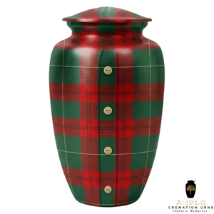โกศบรรจุอัฐิผู้ใหญ่ลายสก็อตพรีเมียม สีแดงเขียว ลายตาราง  งานแฮนด์เมด ขนาด 220 คิวบิกอินช์ เป็นมิตรกับสิ่งแวดล้อม - Product Image 4