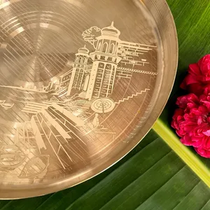 Service de table en laiton artisanal de qualité supérieure avec assiette thali, bols, cuillère et verre pour les dîners traditionnels indiens et les occasions festives - Product Image 3