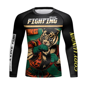 Chemises de compression pour hommes MMA BJJ UPF50 anti-UV, design OEM, impression sublimée personnalisée, spandex/nylon 220g, entièrement sublimées - Product Image 2