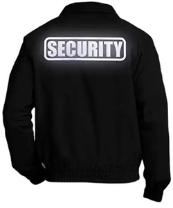 Chaqueta Bomber al por Mayor IBS, Chaqueta Bomber con Cuello de Forro Polar, Negra, Poliéster/Algodón, Unisex, Reflectante, Cortavientos para Guardias de Seguridad - Product Image 4