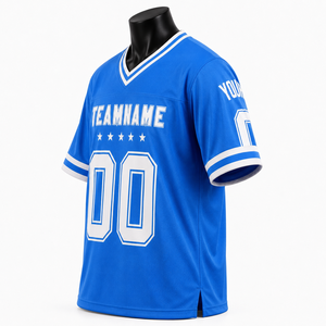Camiseta de Baloncesto Sublimada Personalizada para Hombre, Cuello en V, Manga Corta, Nombre del Equipo 00, Azul, Ropa Deportiva de Poliéster que Absorbe la Humedad - Product Image 3