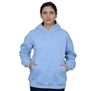 Sweat-shirts et sweats à capuche en molleton de coton teint uni de qualité supérieure, épais, bleu ciel, style streetwear - Product Image 6