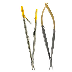 ที่จับเข็ม CASTROVIEJO ของเยอรมัน รุ่น Micro Barraquer แบบโค้ง พร้อมกรรไกรผ่าตัด เครื่องมือผ่าตัดสแตนเลสแบบแมนนวล MOL สำหรับเย็บแผลละเอียด - Product Image 3