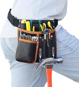 Cinturón de herramientas de cuero con múltiples bolsillos y soporte para martillo para almacenamiento de herramientas - Product Image 1