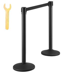 Set di 8 Pali Divisori per Controllo Folla, 4 Pezzi con Cinghie Retrattili in Plastica Nera da 6,5 Piedi, per Fiere e Gestione della Folla - Product Image 1