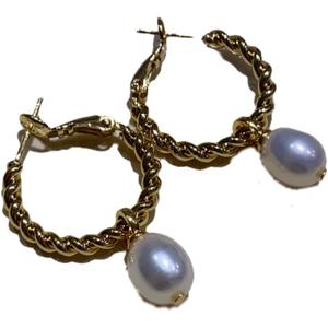 ต่างหูห้อยระย้าสไตล์บาโรกสุดหรู ปี 2025 สำหรับผู้หญิง ชุบทอง 14K ประดับมุก 7-8 มม. ดีไซน์เฉพาะตัว ชุบทองแดง - Product Image 4