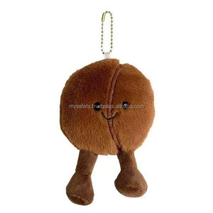 Porte-clés mousqueton personnalisé OEM avec logo, mignon, doux, durable, écologique, en peluche, souvenir, en forme de grain de café, promotionnel pour le café - Product Image 3