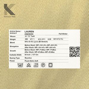 Tela de Spandex Bi-Stretch al por Mayor, 290 GSM, Sarga de Algodón 3/1, Material Pesado para Trajes Chino, Proveedor OEM - Product Image 3