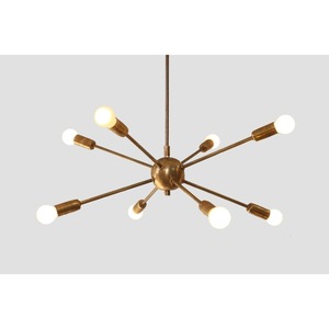 Fantastic Modern Bronze Starburst <b>Chandelier</b> With Eight Arms And Globe <b>Bulbs</b> Ceiling <b>Light</b> Fixture - Product Image 1