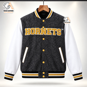 เสื้อแจ็คเก็ตวาร์ซิตี้ ASU Hornets สำหรับผู้ชาย ผ้าโพลีเอสเตอร์/คอตตอน สไตล์พรีปปี้ ทรงปกติสำหรับฤดูใบไม้ผลิ ปักตัวอักษรด้านหน้า ตกแต่งอย่างหรูหรา - Product Image 1