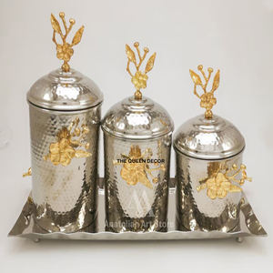 Pot à épices en verre argenté de qualité supérieure pour le stockage des aliments, récipient de rangement de cuisine, boîtes décoratives personnalisées - Product Image 2