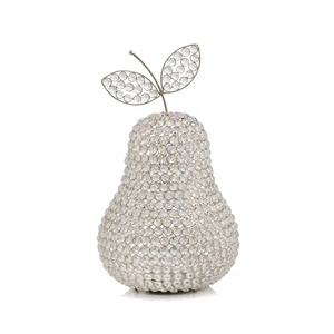 Figurine en forme de poire en cristal, décoration en verre faite à la main, sculpture de table style Hollywood Glamour pour salon - Product Image 4