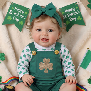 Poupées Reborn Babeside de 20 pouces, souriantes, avec yeux ouverts et mobiles, tenue trèfle de la Saint-Patrick, vente en gros OEM - Product Image 2