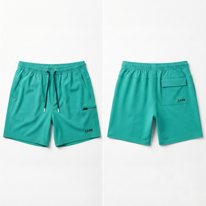 Shorts de Baño Personalizados para Hombre, 160 GSM, Secado Rápido, Poliéster/Algodón, Color Aqua, Cintura Media, Cordón Ajustable, Cintura Elástica, Bolsillo con Cremallera - Product Image 1