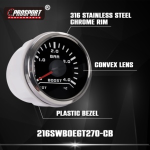 52mm <span class=keywords><strong>2</strong></span>-<span class=keywords><strong>1</strong></span>/<span class=keywords><strong>16</strong></span> "2in1 điện tăng đo 0-4 Bar 0-60psi EGT 0-900c 0-1600f 12/24V Đen faceplate trắng LED IP67 ô tô - Product Image 3