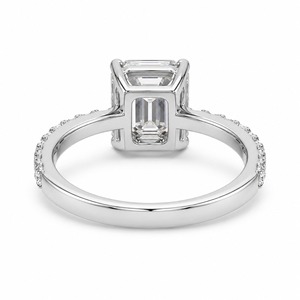 Anillo de compromiso de diamantes con corte esmeralda para mujer, plata 925, chapado en rodio, engaste de garras, estilo clásico, certificado IGI - Product Image 5