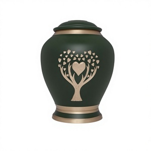 Fine Quality Engraved <b>Tree</b> Green Brass Cremation Adult Urns for Human Ashes With Free Velvet <b>Bag</b> - Product Image 1