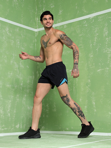 KVETOO <span class=keywords><strong>Pantaloncini</strong></span> Sportivi da Uomo Neri in Rete Intrecciata Leggeri con Bordo Blu, Asciugatura Rapida, Chiusura con Coulisse, Vita Bassa, Lunghezza Media - Product Image 6