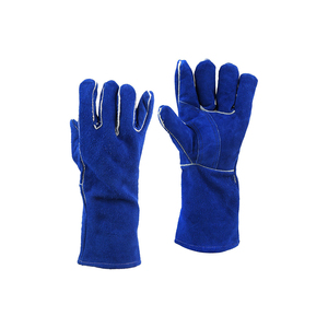 Gants de soudage TIG MIG en cuir de chèvre blanc et cuir croûte jaune, résistants à la chaleur, avec doublure ignifuge pour hommes, vente en gros - Product Image 4