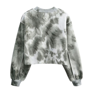 Sudadera Corta de Moda para Mujer, Color Sólido, Corte Holgado, Informal - Product Image 3