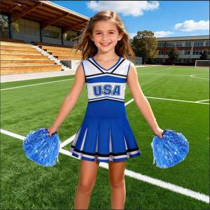 Tenue de pom-pom girl pour filles, costume de cheerleading avec strass, 100% polyester, pour équipe de danse - Product Image 1