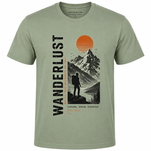 Camiseta de Manga Corta para Hombre Momentum, Color Verde Oliva, Cuello Redondo, Corte Regular, Algodón Jersey, Informal, Transpirable, con Estampado - Product Image 1