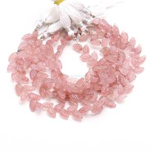 Cuentas de Cuarzo Rosa Fresa AAA en Forma de Hoja, Piedras Preciosas Naturales Talladas a Mano de 10-11 mm, Cuentas de Cuarzo Rosa Fresa para la Fabricación de Joyas - Product Image 3