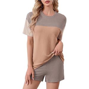 Women's Winter 2-Piece custom Printed Short Sleeve Sweatsuit <b>Set</b> 100% Cotton Fleece Streetwear Ladies shorts <b>set</b> Breathable OEM - Product Image 3