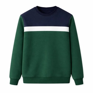 Sudadera de Cuello Redondo para Hombre, Diseño Color Block, Corte Regular, Tejido de Algodón, Estilo Casual Otoñal, Rayas Negras, Grises y Blancas - Product Image 6