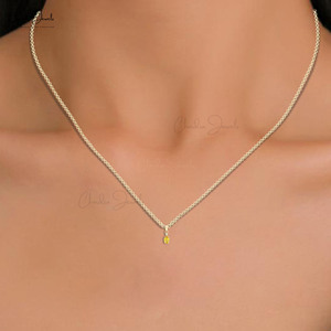 Pendentif en saphir jaune naturel ovale 7x5mm de Chordia Jewels, best-seller, avec chaîne en or fin 14k faite à la main, tendance - Product Image 6