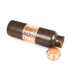 Attractive Designer Pure <b>Copper</b> Water <b>Bottle</b> with Hammered Design <b>Drinking</b> Vessel for Healthy Living Yoga and Gym Low Price - Product Image 5