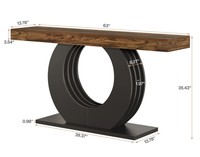 Console moderne en bois avec base en métal noir, meuble de salon, décoration d'entrée