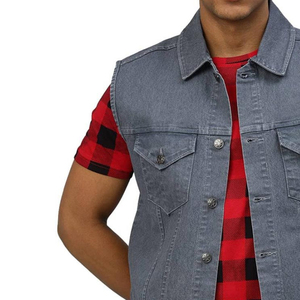 Meilleur style décontracté, gilet en toile de denim d'hiver pour hommes, vente chaude, 100% coton, couleurs unies tendance, gilet en denim respirant - Product Image 6