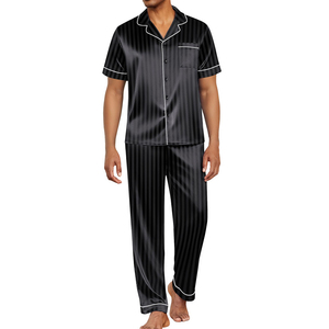 Hot Sale Product <b>Silk</b> Satin <b>Pajama</b> Set Top Trendy Design Short Sleeve Button-Up Sleepwear Night Suit With Pockets - Product Image 1