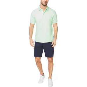 Polo para hombre de manga corta, tela piqué transpirable, top informal, ropa de verano de color liso - Product Image 1